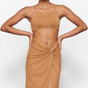 Skims Recycled Swim Bandeau Bikini Top in Almond • NWT